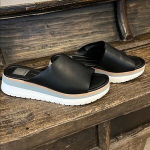 Sleek Black Platform Mules